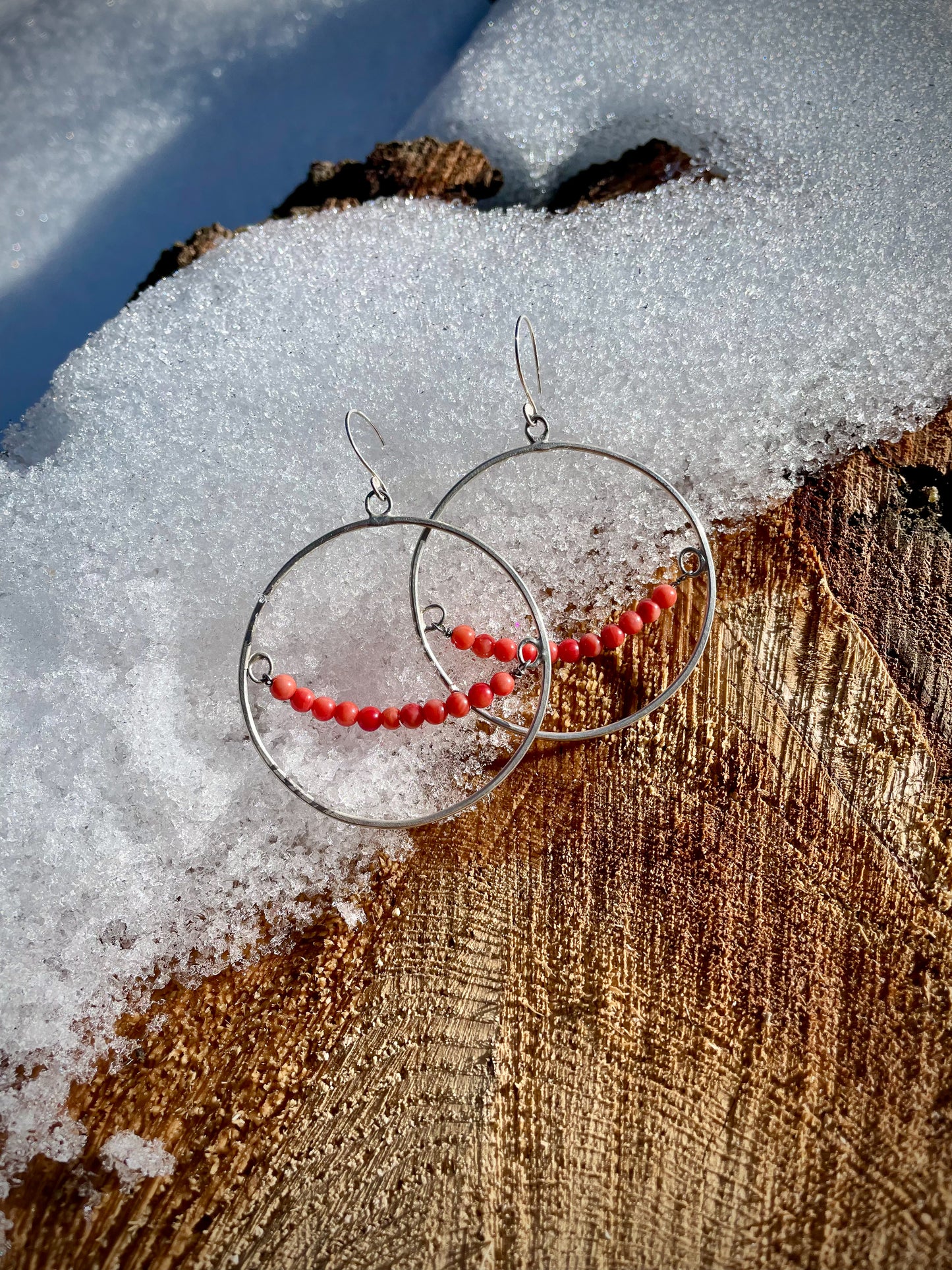 Bamboo Coral Hoop Earrings