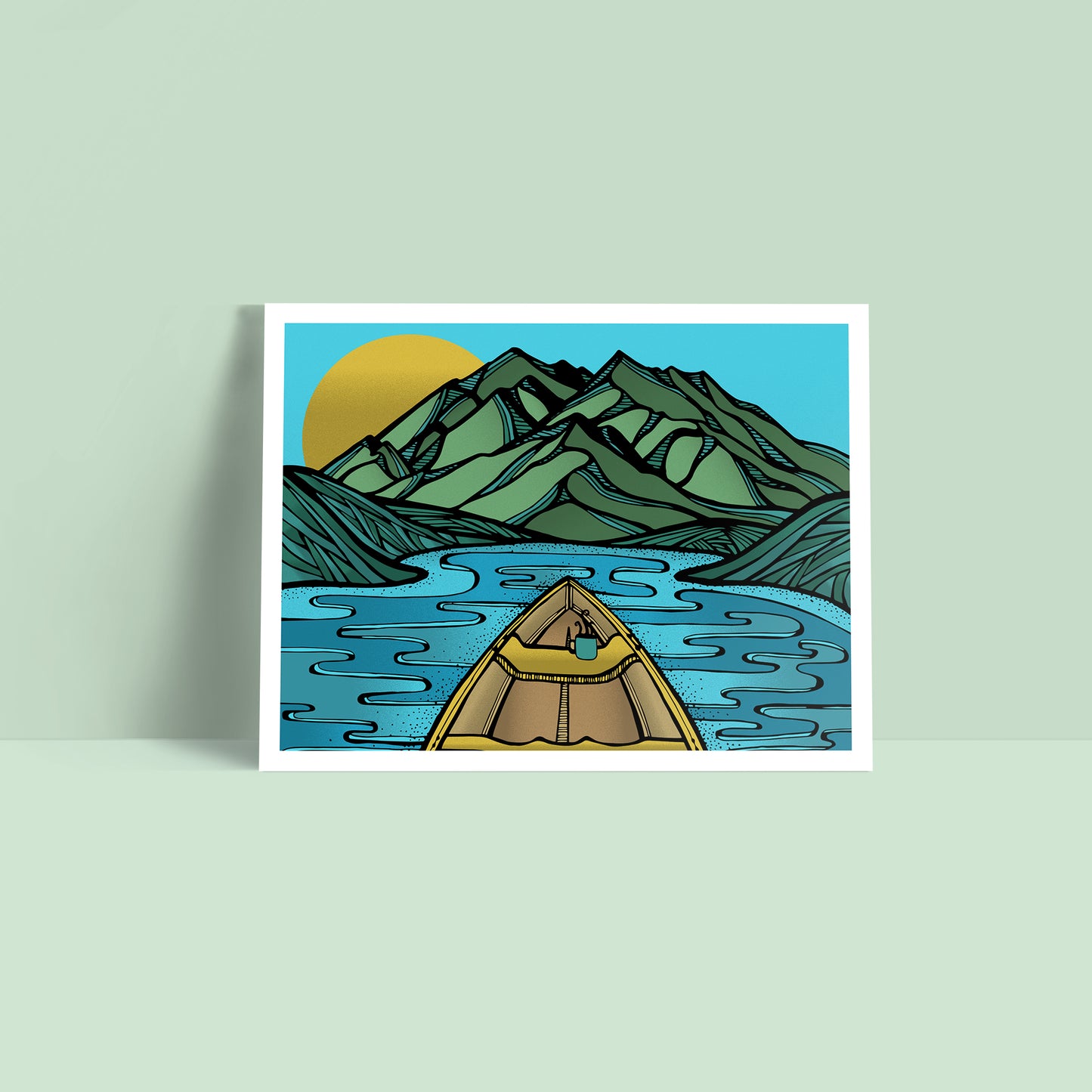 Canoe & Coffee Print